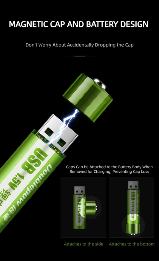 USB Rechargeable AA Batteries (4-Pack) – 1800mAh | Eco-Friendly, Long Life, Safe Charging - Infinitygallery.store