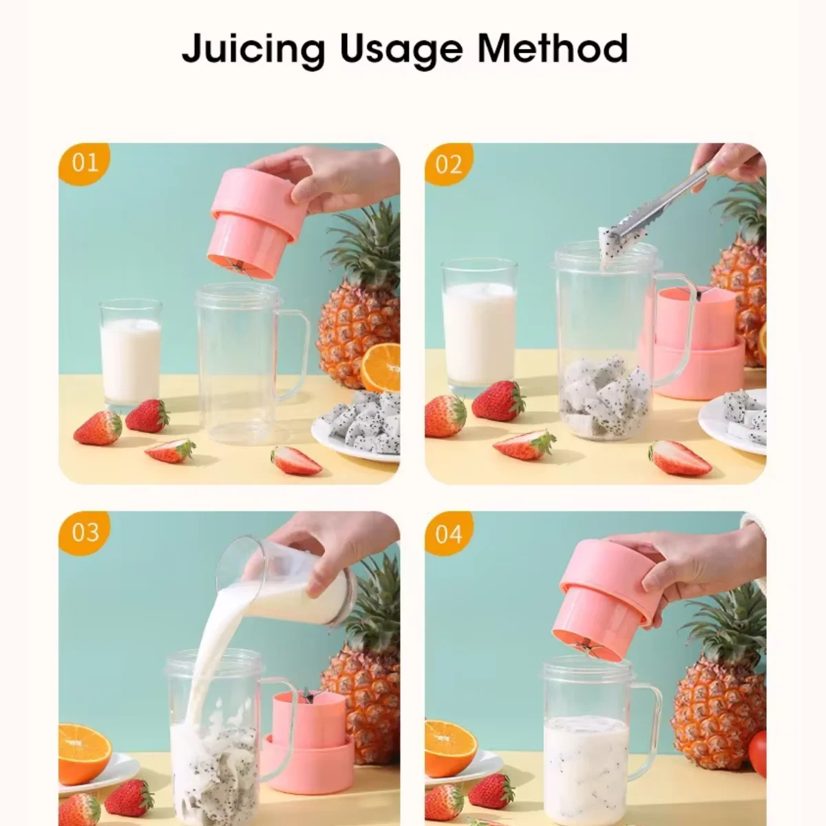 Electric Juicer Bottle with Straw – USB Rechargeable, 6-Blade Cyclone, Portable Blender - Infinitygallery.store