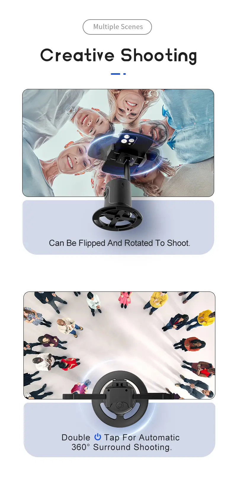 Smart Auto Face Tracking Tripod – AI 360° Motion Sensor, No App Needed, Gesture Control - Infinitygallery.store