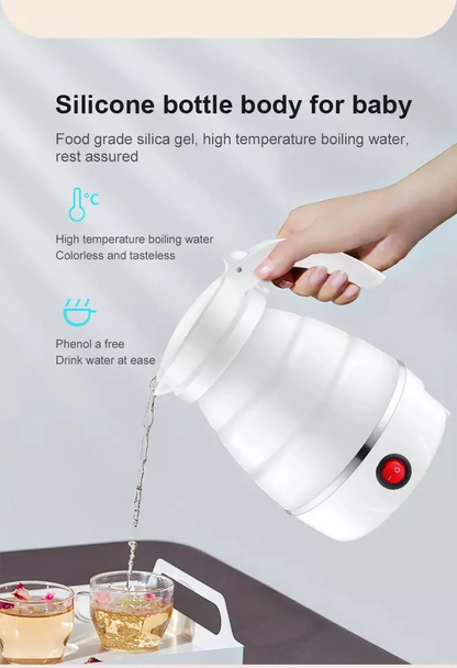 Electric Foldable Travel Kettle – 600ml Collapsible, Dual Voltage, Food-Grade Silicone - Infinitygallery.store