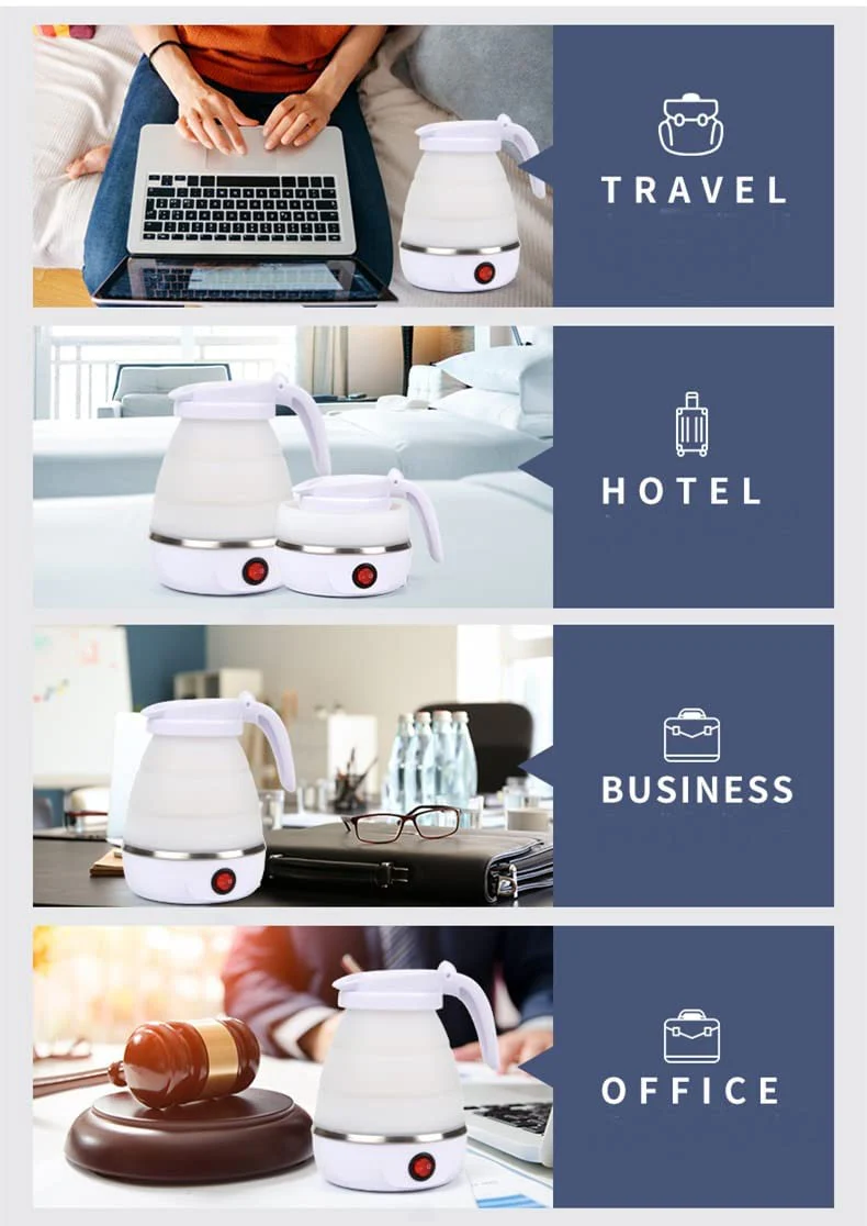 Electric Foldable Travel Kettle – 600ml Collapsible, Dual Voltage, Food-Grade Silicone - Infinitygallery.store