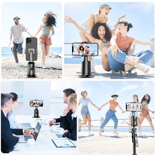 Smart Auto Face Tracking Tripod – AI 360° Motion Sensor, No App Needed, Gesture Control - Infinitygallery.store