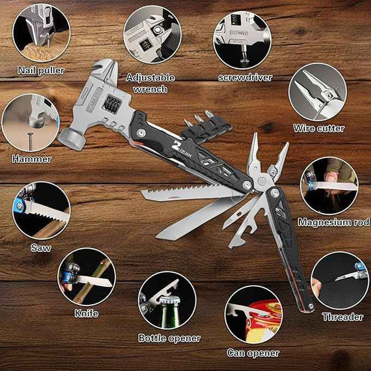 Upgraded 18-in-1 Stainless Steel Multitool with Adjustable Wrench & Wire Cutter
