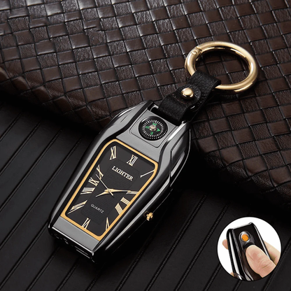 5-in-1 Keychain Watch – LED Flashlight, Compass, USB Lighter, Clock & More - Infinitygallery.store