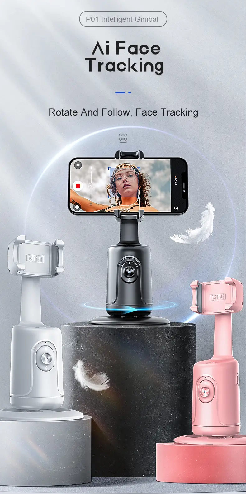 Smart Auto Face Tracking Tripod – AI 360° Motion Sensor, No App Needed, Gesture Control - Infinitygallery.store