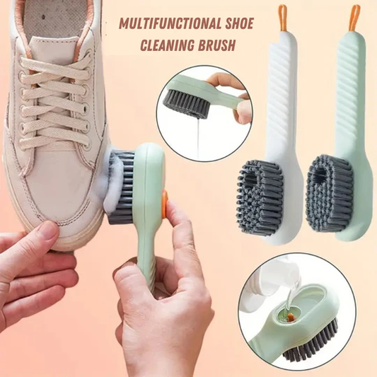 Multifunctional Shoe Cleaning Brush with Built-in Soap Dispenser – Long Handle & Medium-Soft Bristles - Infinitygallery.store