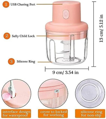 Wireless Electric Mini Food Chopper – Cordless, Portable & Battery Powered (250ml) - Infinitygallery.store
