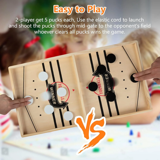 Foosball Winner Wooden Board Game – Fast Sling Puck Game for Family Fun & Kids Skill Building - Infinitygallery.store