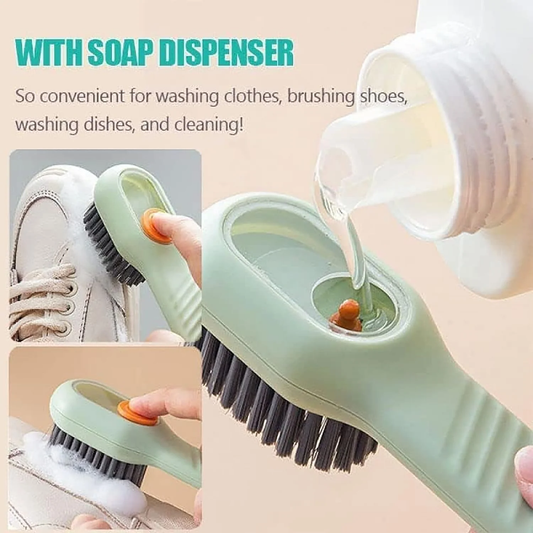 Multifunctional Shoe Cleaning Brush with Built-in Soap Dispenser – Long Handle & Medium-Soft Bristles - Infinitygallery.store