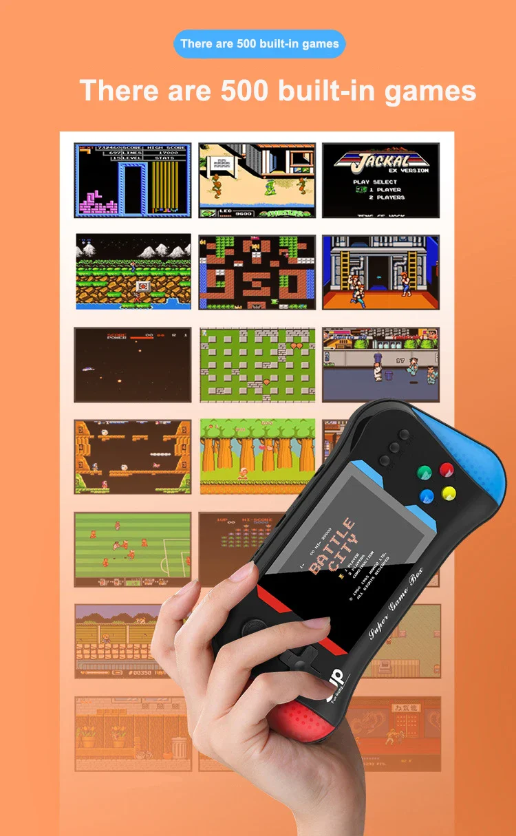 X7M Handheld Game Console – 500 Classic Retro Games | 2-Player Support, TV Output & Rechargeable Battery - Infinitygallery.store
