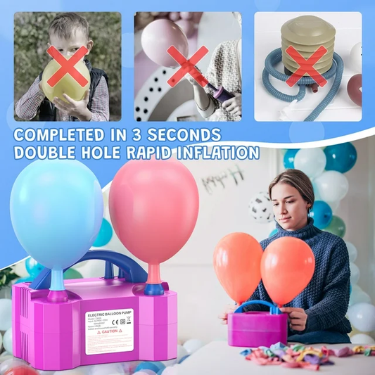 Electric Balloon Air Pump – Dual Nozzle & Auto/Manual Modes for Fast Party Decoration - Infinitygallery.store