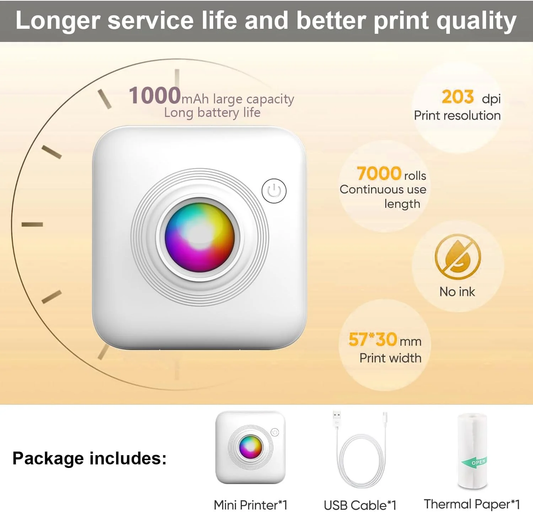 New Portable Mini Printer – Inkless Bluetooth Thermal Printer for Photos, Notes & Labels (iOS & Android) - Infinitygallery.store
