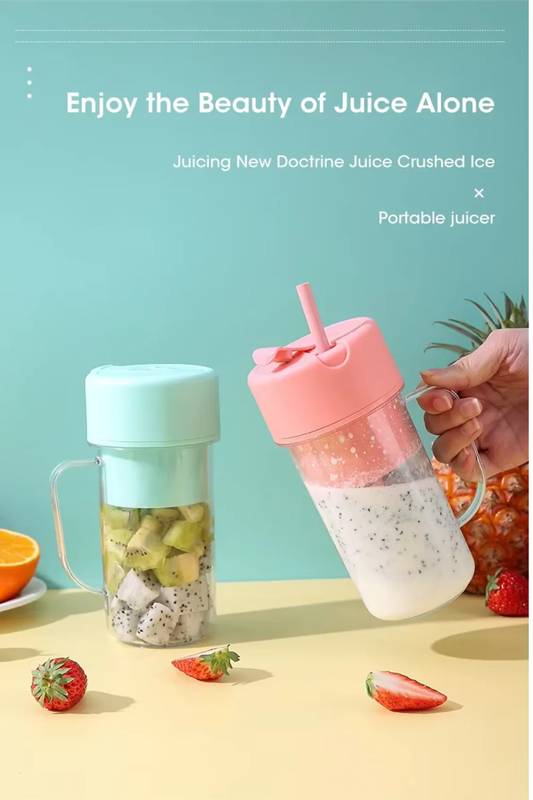 Electric Juicer Bottle with Straw – USB Rechargeable, 6-Blade Cyclone, Portable Blender - Infinitygallery.store