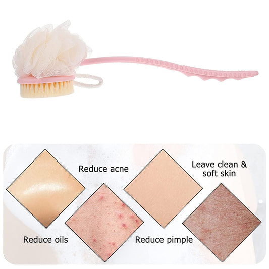 2-in-1 Long Handle Bath Brush & Loofah – Dual-Sided Back Scrubber for Deep Cleaning & Exfoliation - Infinitygallery.store