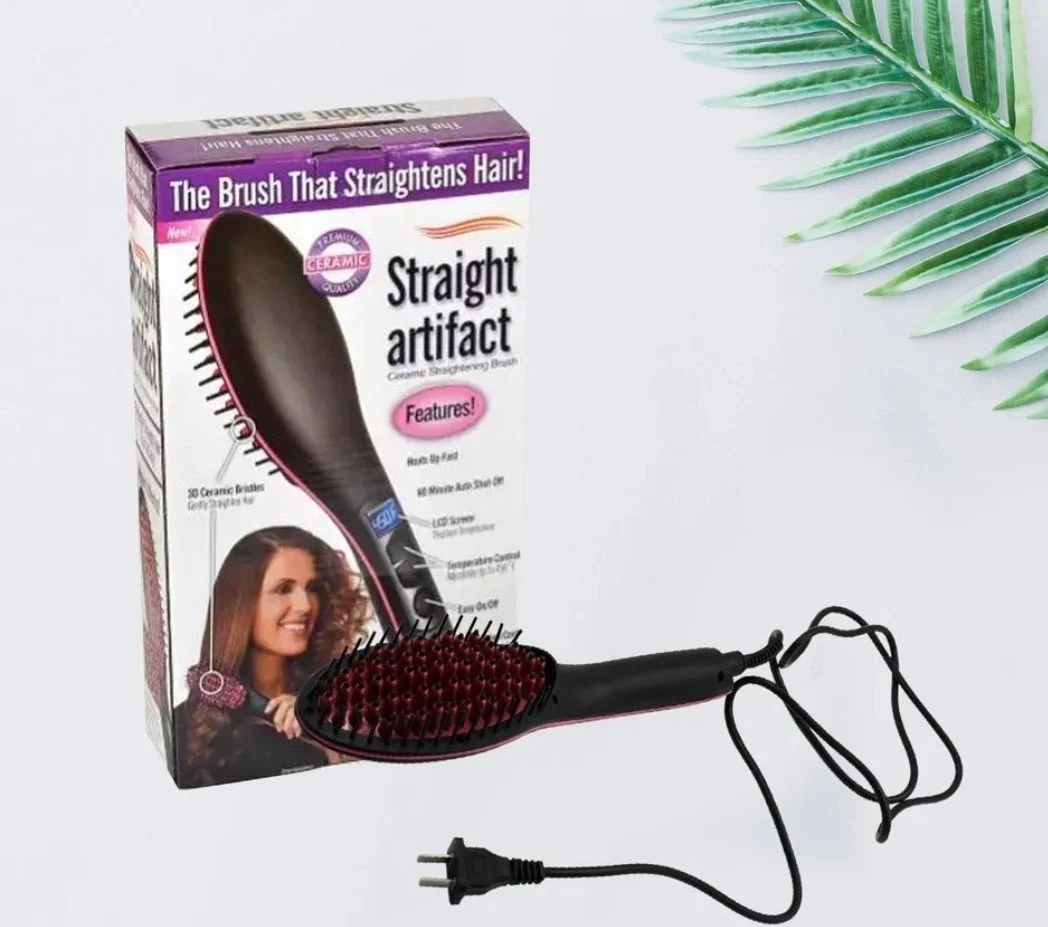 ✨ Brush Straightener – 2-in-1 Hair Straightening & Scalp Massaging Hot Comb - Infinitygallery.store