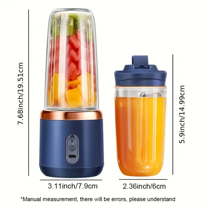 2-in-1 Portable Juicer Bottle – USB Rechargeable Smoothie & Shake Blender (400ml) - Infinitygallery.store