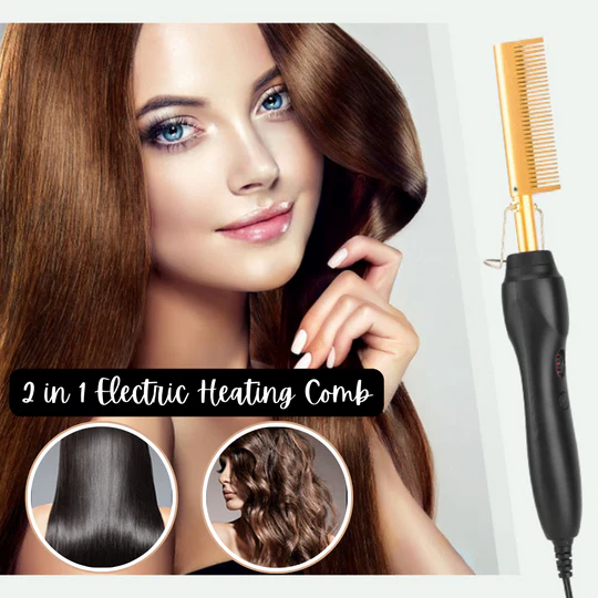 2-in-1 Electric Heating Comb – Straighten or Curl with One Tool - Infinitygallery.store