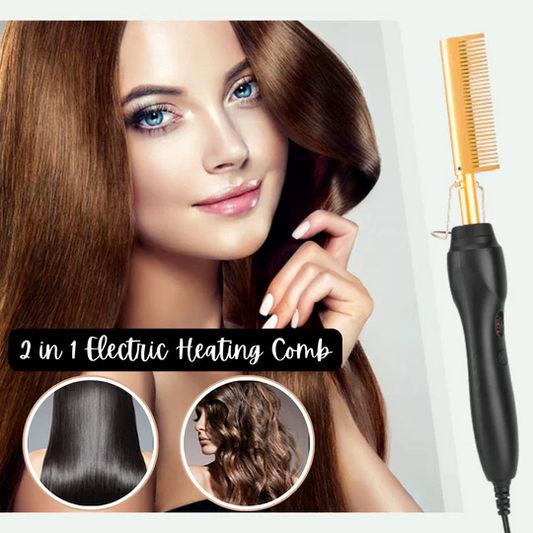 2-in-1 Electric Heating Comb – Straighten or Curl with One Tool - Infinitygallery.store