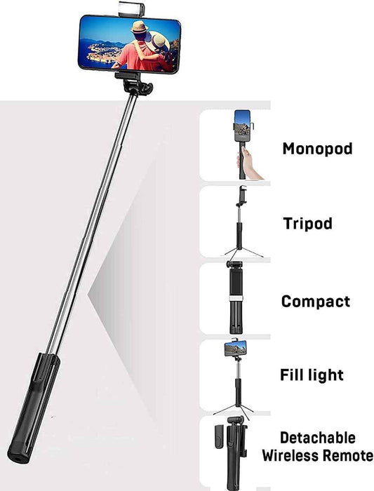 3-in-1 Multifunctional Selfie Stick Tripod with Bluetooth & 360° Rotation – Extendable up to 100cm