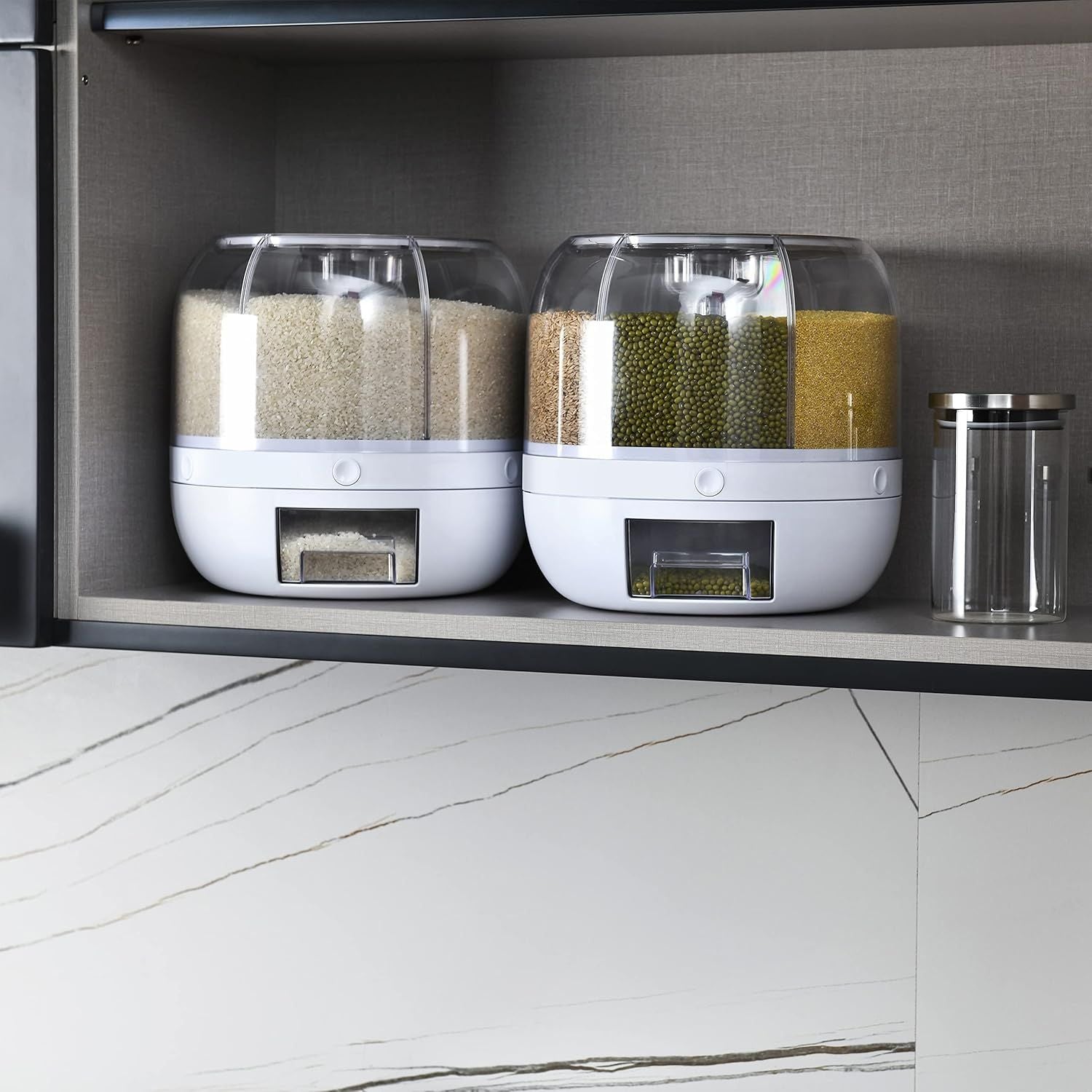 360° Rotating Dry Food Dispenser – 6-Compartment Moisture-Proof Grain Storage Container - Infinitygallery.store