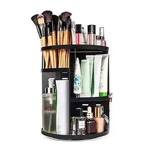 360° Rotating Makeup Organizer Box – Large Capacity, Adjustable Tiers, Clear Vanity Storage - Infinitygallery.store