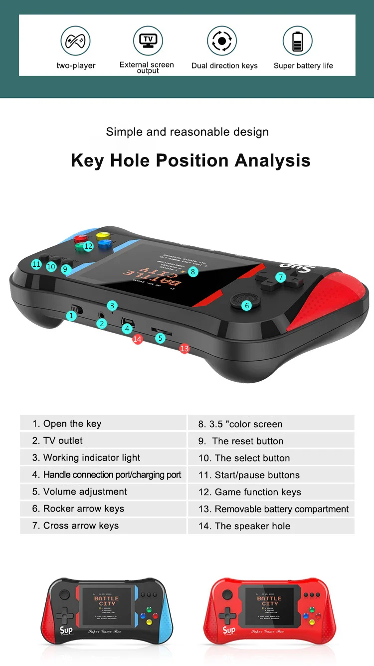 X7M Handheld Game Console – 500 Classic Retro Games | 2-Player Support, TV Output & Rechargeable Battery - Infinitygallery.store