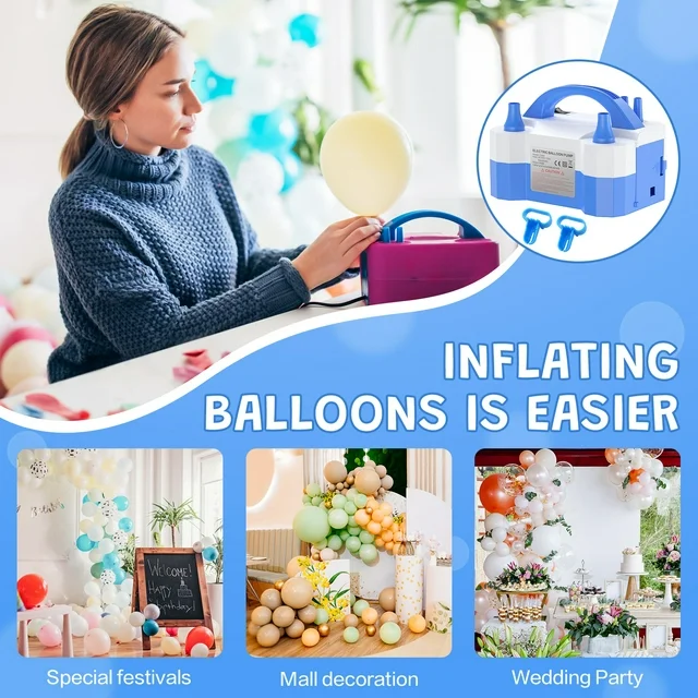 Electric Balloon Air Pump – Dual Nozzle & Auto/Manual Modes for Fast Party Decoration - Infinitygallery.store