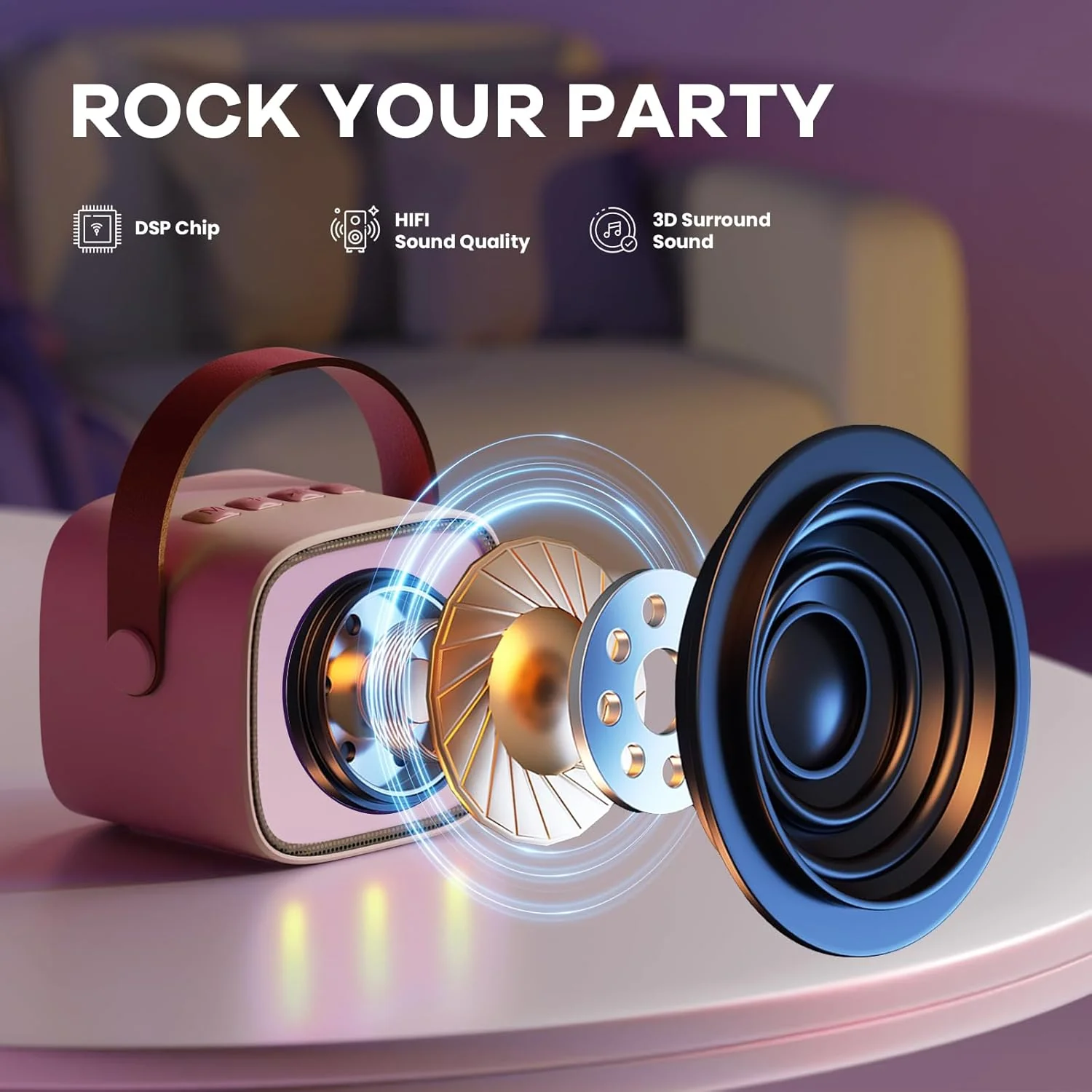 Kids Bluetooth Karaoke Speaker with Microphone – Portable Singing Machine with 18 Preloaded Songs - Infinitygallery.store
