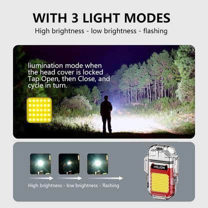 2-in-1 Waterproof Arc Lighter with LED Flashlight – Rechargeable, Windproof & Portable - Infinitygallery.store