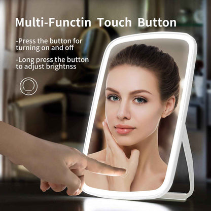 Touch Screen LED Makeup Mirror – Rechargeable, Dimmable, 3 Light Modes