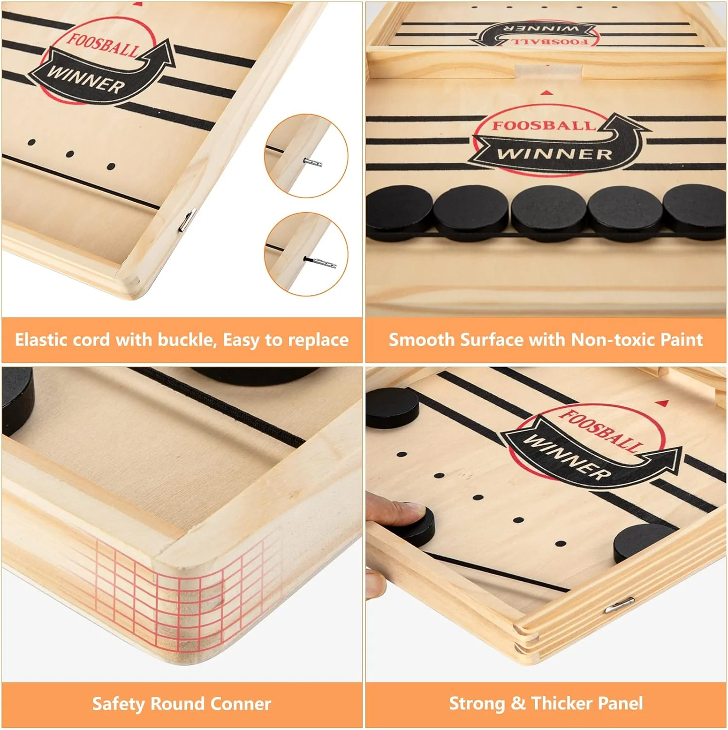 Foosball Winner Wooden Board Game – Fast Sling Puck Game for Family Fun & Kids Skill Building - Infinitygallery.store