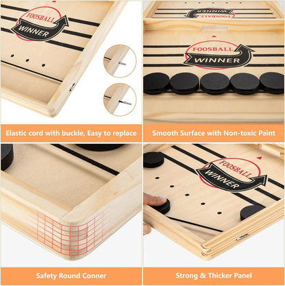 Foosball Winner Wooden Board Game – Fast Sling Puck Game for Family Fun & Kids Skill Building - Infinitygallery.store