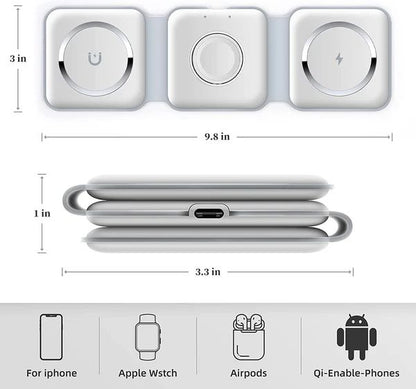 3-in-1 Wireless Charging Station – Foldable Fast Charger for iPhone, Apple Watch & AirPods - Infinitygallery.store