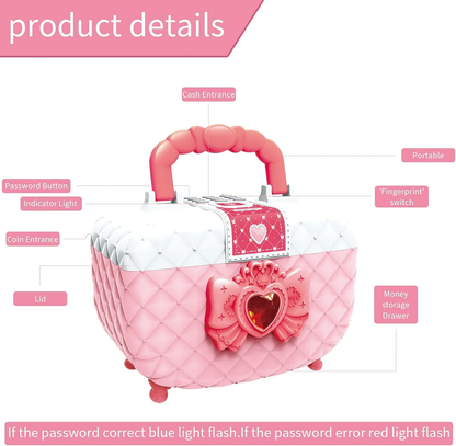 Girls Piggy Bank with Password Lock – Large Capacity Cash & Coin Safe Box for Kids (Pink) - Infinitygallery.store
