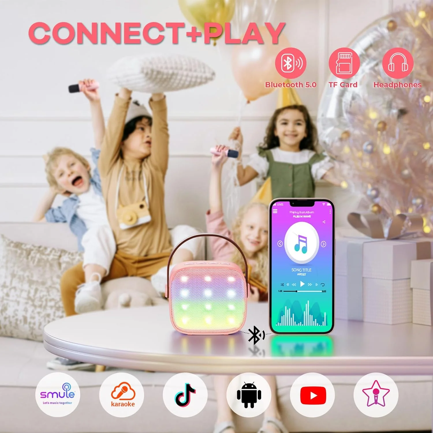 Kids Bluetooth Karaoke Speaker with Microphone – Portable Singing Machine with 18 Preloaded Songs - Infinitygallery.store