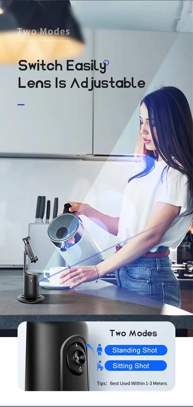 Smart Auto Face Tracking Tripod – AI 360° Motion Sensor, No App Needed, Gesture Control - Infinitygallery.store
