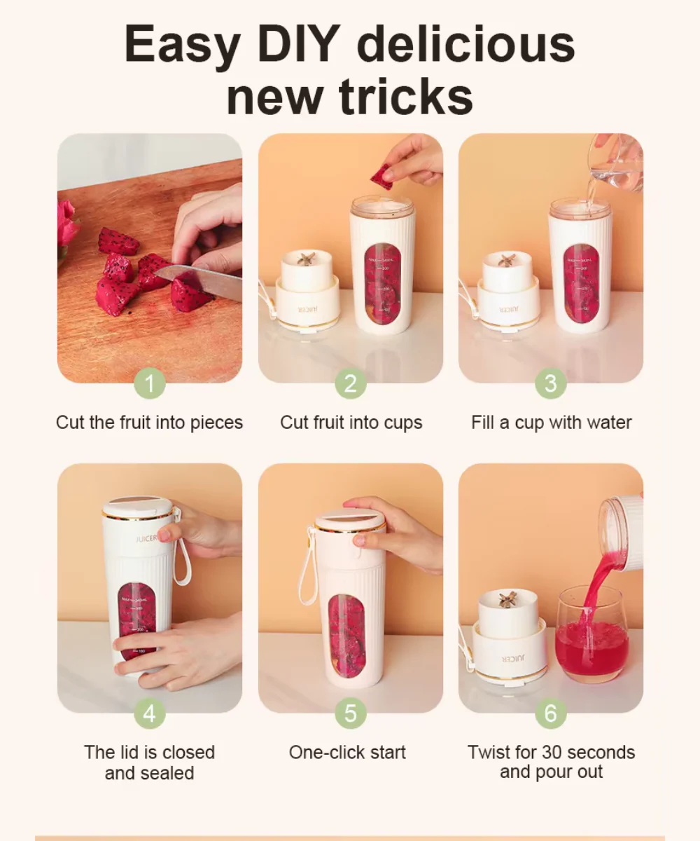🥤 340ML Portable Juicer with LED Screen – Wireless & Rechargeable Blender - Infinitygallery.store