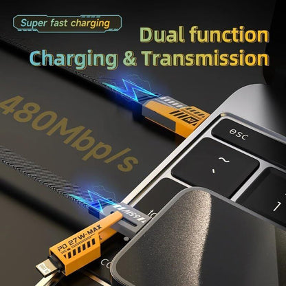 4-in-1 Gold-Plated Car Charging Cable – USB-C & Lightning Fast Charger - Infinitygallery.store