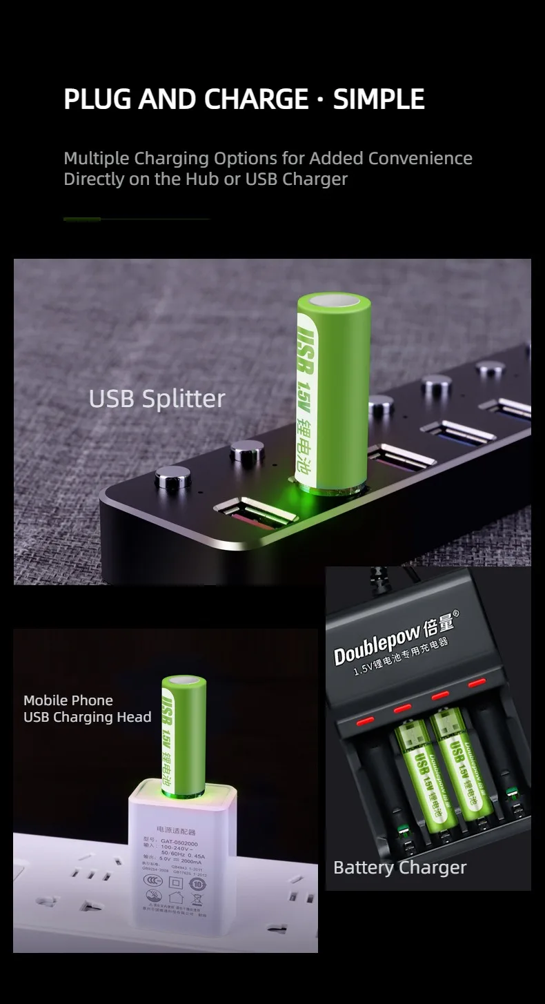 USB Rechargeable AA Batteries (4-Pack) – 1800mAh | Eco-Friendly, Long Life, Safe Charging - Infinitygallery.store