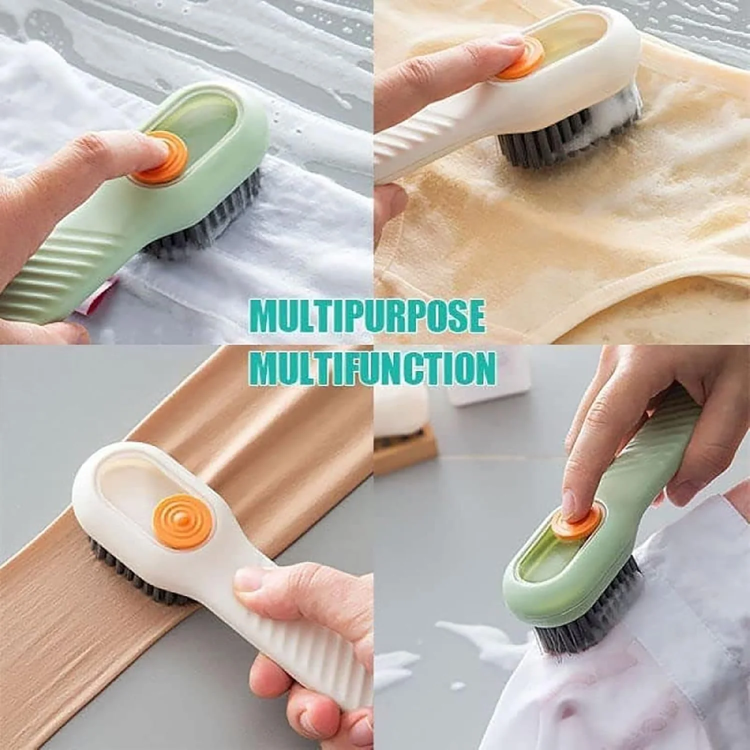 Multifunctional Shoe Cleaning Brush with Built-in Soap Dispenser – Long Handle & Medium-Soft Bristles - Infinitygallery.store