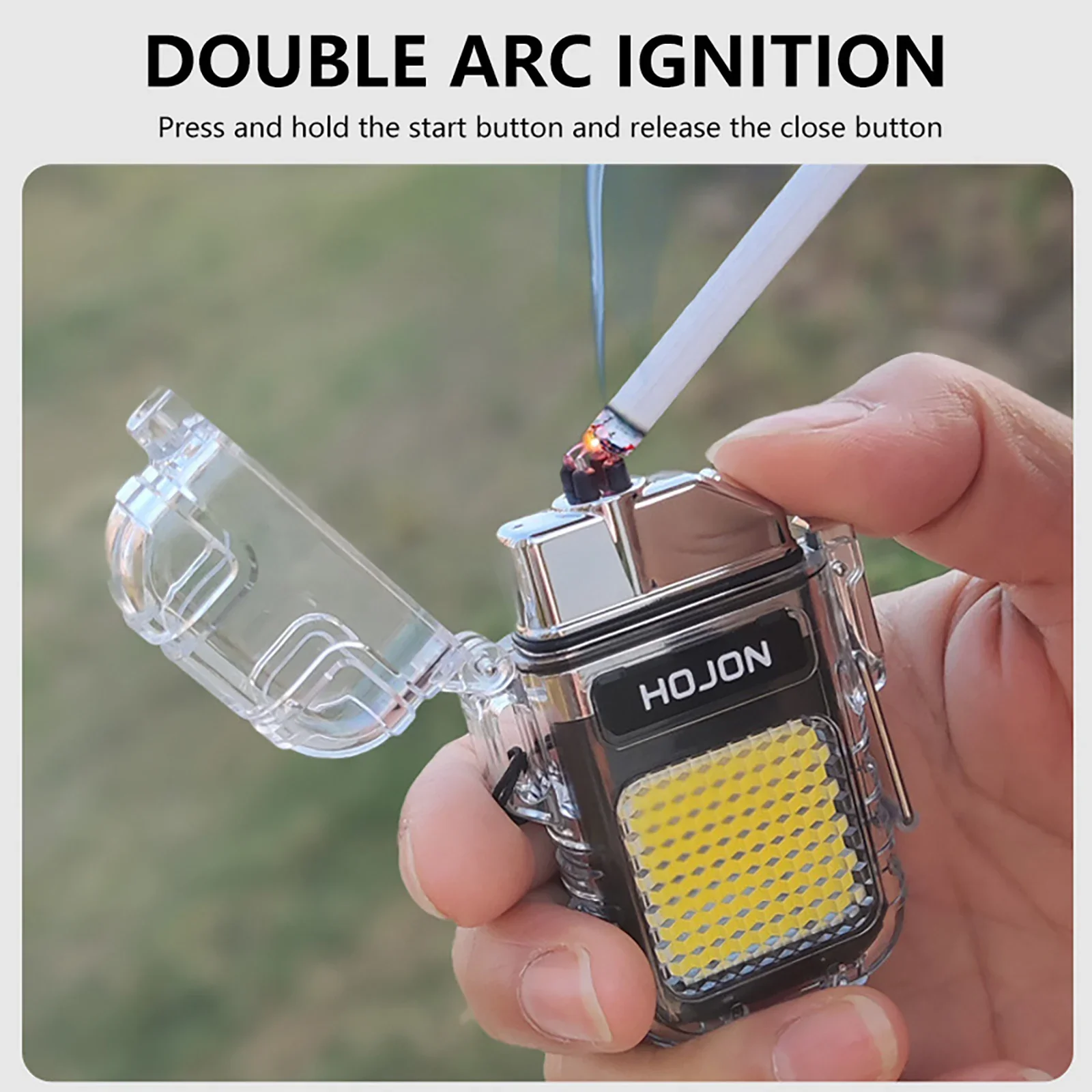 2-in-1 Waterproof Arc Lighter with LED Flashlight – Rechargeable, Windproof & Portable - Infinitygallery.store