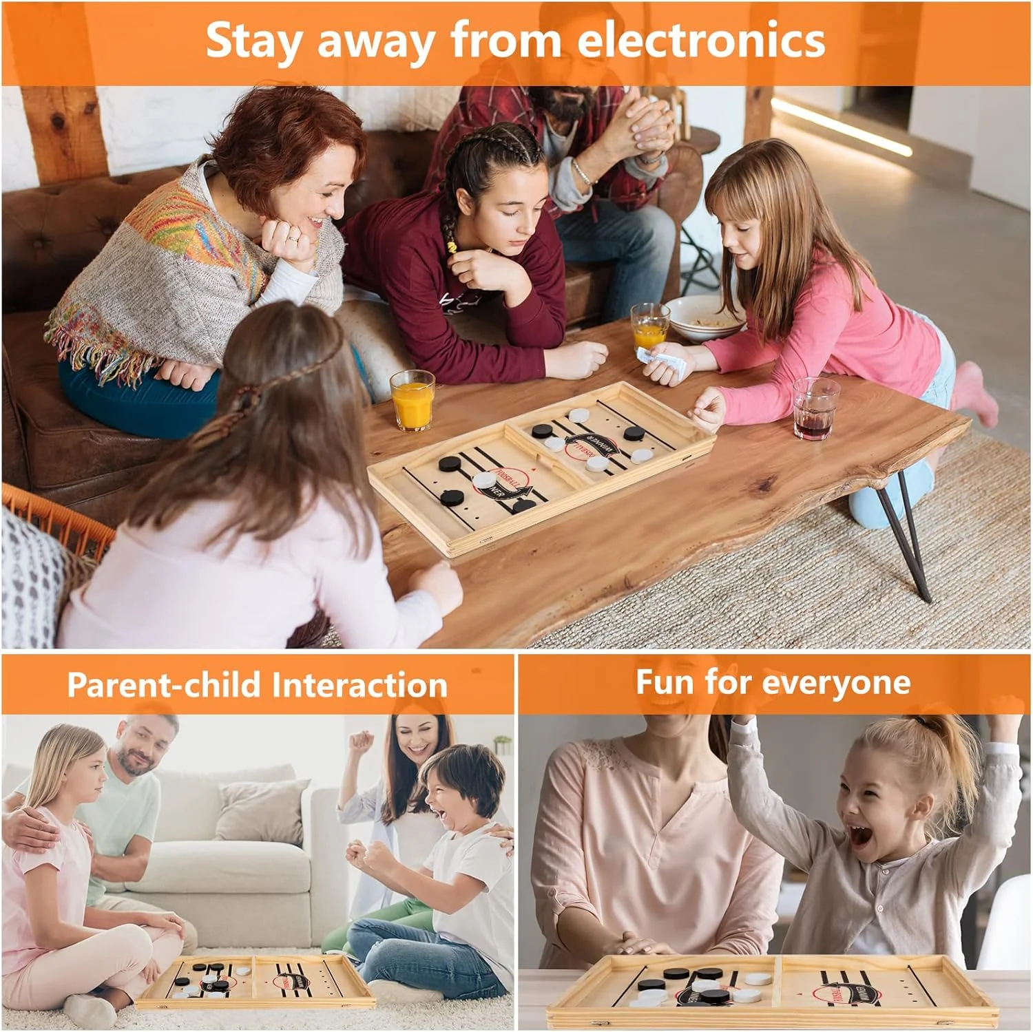 Foosball Winner Wooden Board Game – Fast Sling Puck Game for Family Fun & Kids Skill Building - Infinitygallery.store
