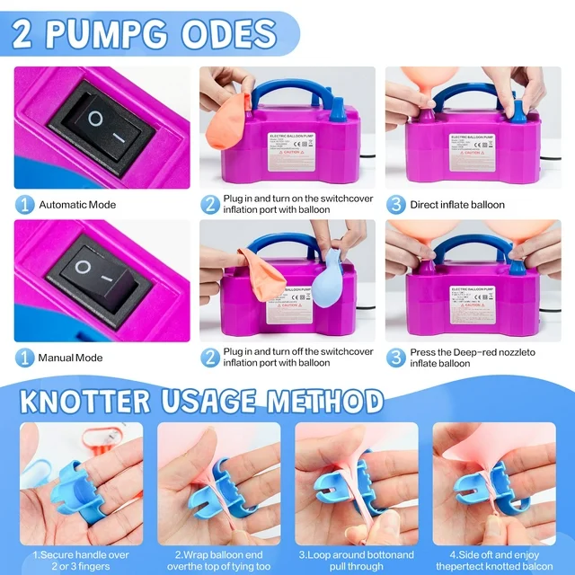 Electric Balloon Air Pump – Dual Nozzle & Auto/Manual Modes for Fast Party Decoration - Infinitygallery.store
