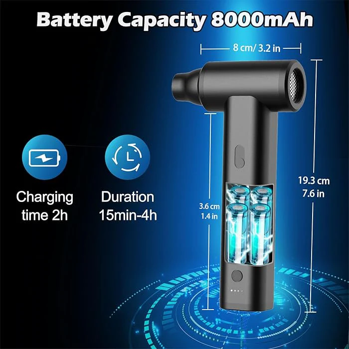 160W Rechargeable Handheld Air Duster & Fan Blower – 6000mAh Battery, Multipurpose Use - Infinitygallery.store
