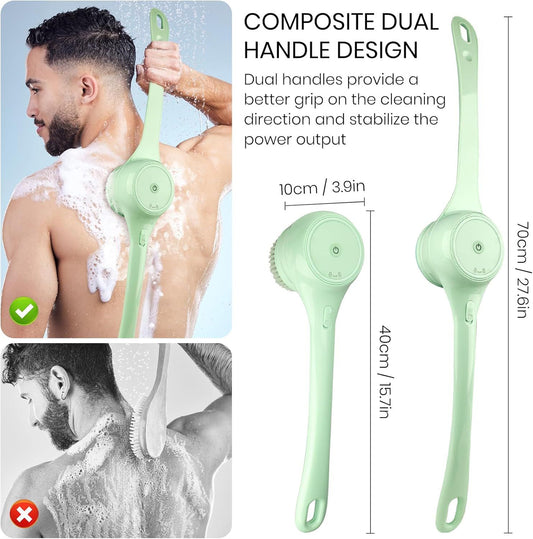 Electric Body Brush with 5-in-1 Heads – Dual Handle Shower Scrubber for Deep Cleansing - Infinitygallery.store