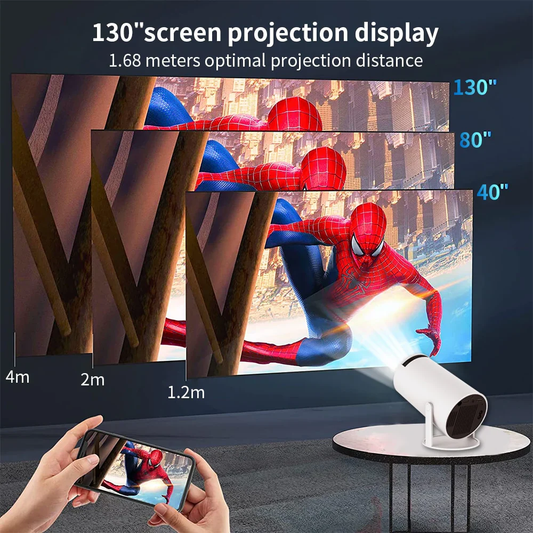 Mini Smart Projector – Portable Cinema with 5G WiFi, Android 11 & 130” Display - Infinitygallery.store