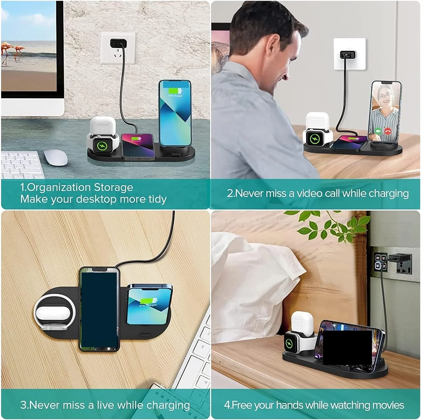 ⚡ 6-in-1 Wireless Charging Station – Fast, Safe & Universal - Infinitygallery.store