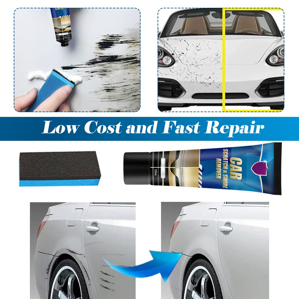 2 Pcs Car Scratch Remover Kit – Universal Paint Repair Cream with Sponge Applicator - Infinitygallery.store
