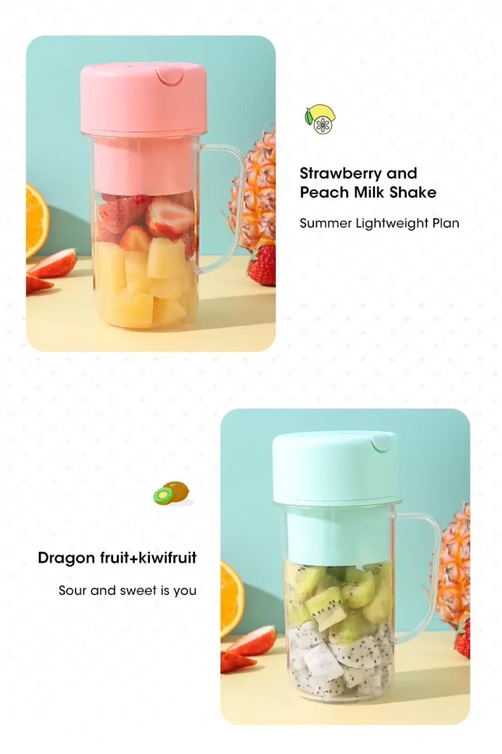 Electric Juicer Bottle with Straw – USB Rechargeable, 6-Blade Cyclone, Portable Blender - Infinitygallery.store