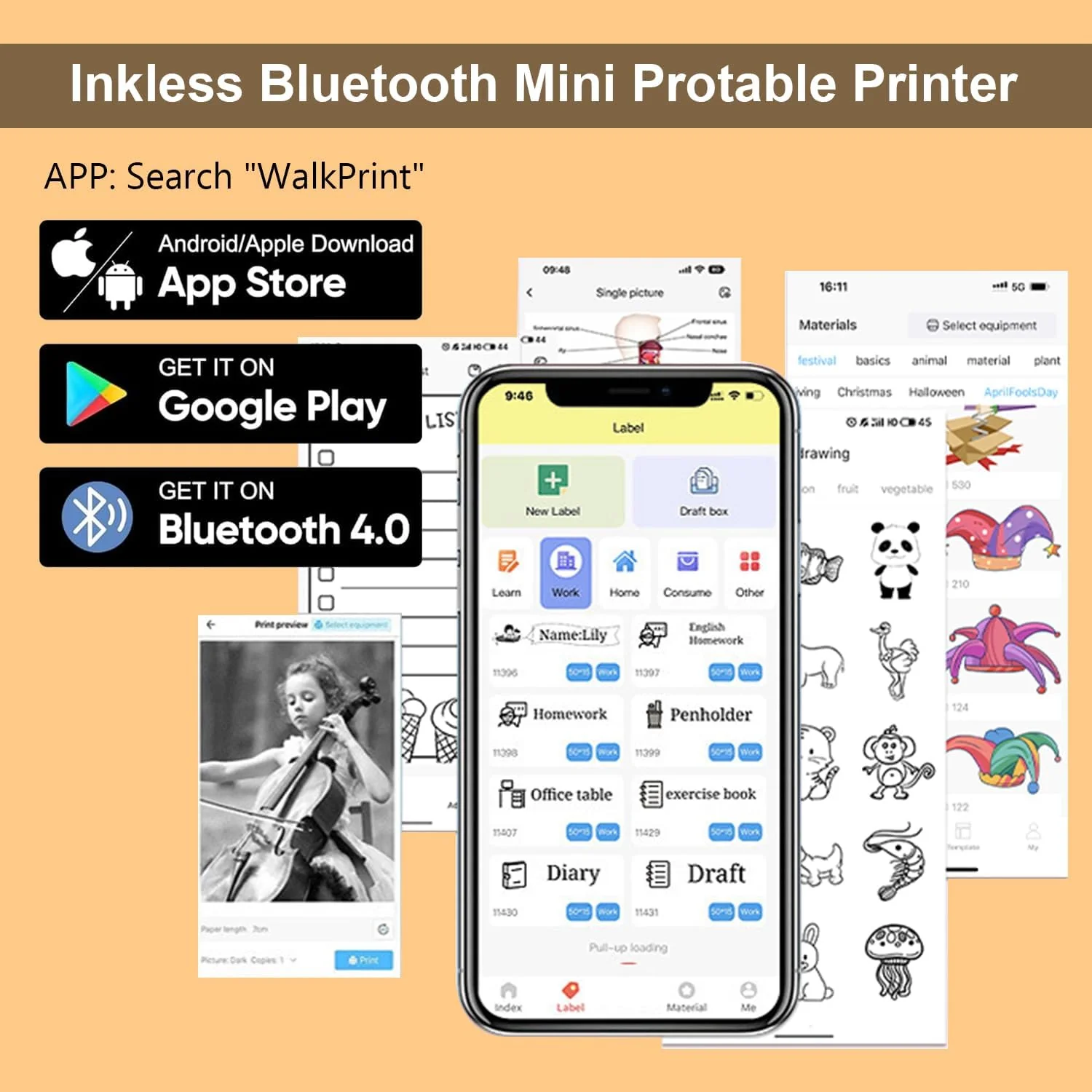 New Portable Mini Printer – Inkless Bluetooth Thermal Printer for Photos, Notes & Labels (iOS & Android) - Infinitygallery.store